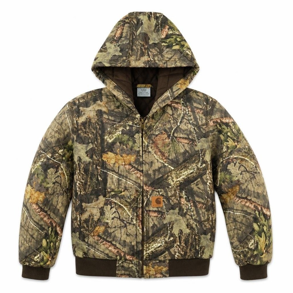 Carhartt Camo Jacket M 10-12 Mossy Oak Camouflage Hooded Coat Canvas Quilted